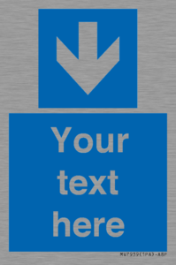 Custom Mandatory directional sign, blue arrow down